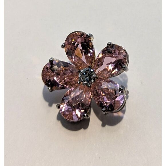 Glass Pink Flower Scatter Pin Brooch - Picture 7 of 12